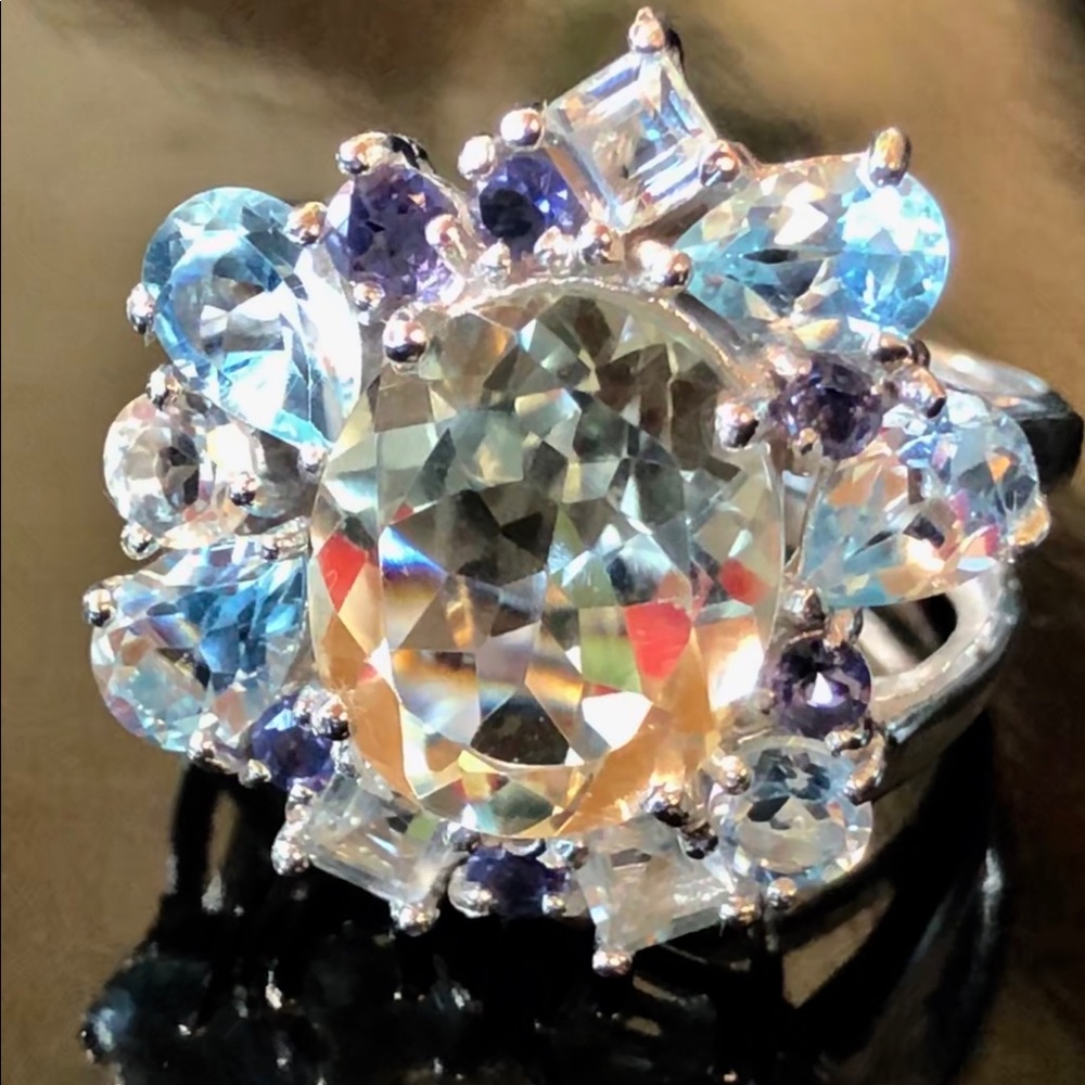 Gorgeous Genuine Green Amethyst Topaz Ring